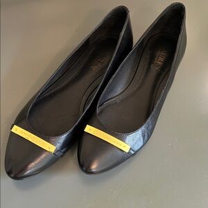 Ralph Lauren Black Leather Flats.  Size 8.5